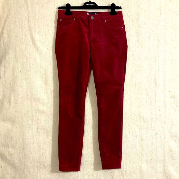 KUT Mia Toothpick Skinny Red Velvet Jeans size 2 Burgundy Red Wine - Picture 6 of 6
